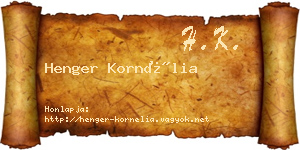 Henger Kornélia névjegykártya