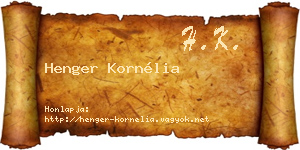 Henger Kornélia névjegykártya